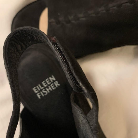 Eileen Fisher black nubuck leather 'Pagoda' block heel sandals - Picture 10 of 10